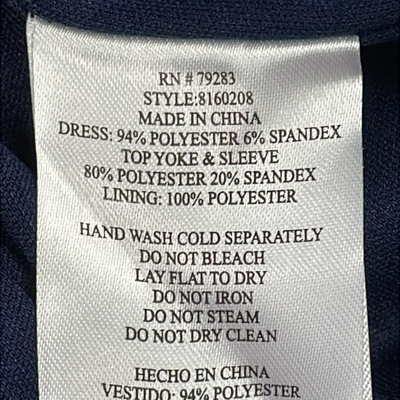 New Alex Evenings Beaded Neckline Sheath Dress Illusion Sleeves Blue Sz 6 - Picture 11 of 12